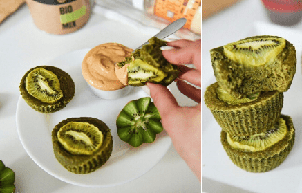 Fitness recept: vegán kiwi muffin zöld szuperélelmiszerekből