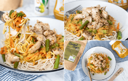 Fitness recept: keleti currys tészta csirkehússal és zöldséggel